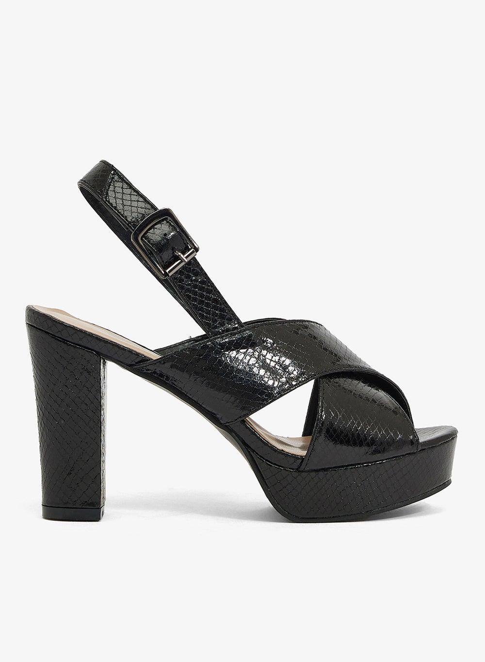 F12019Ag1 Black Platform High Heel Sandal - Image 1