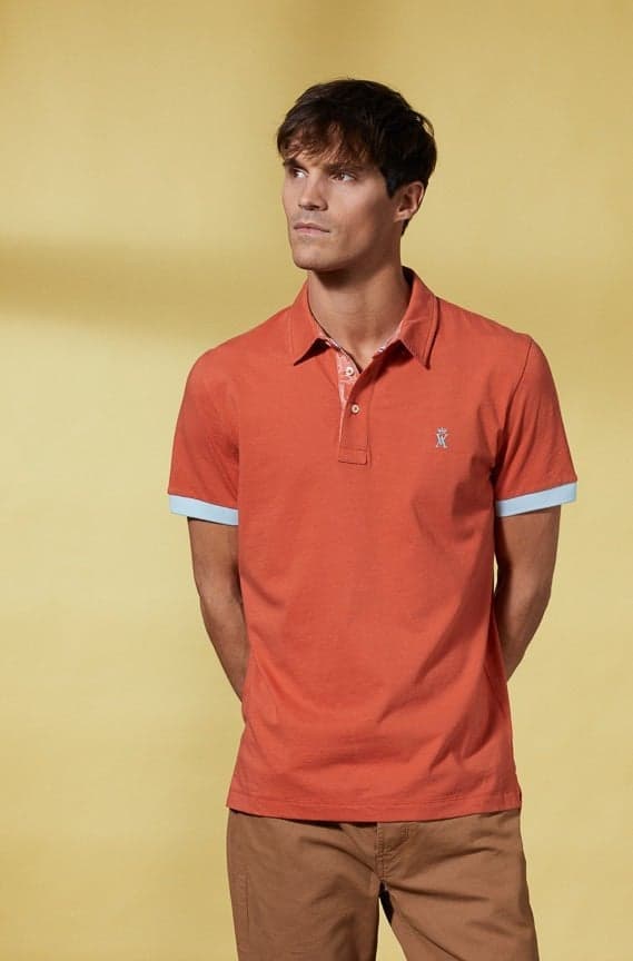 Portrush Burnt Orange Cotton Polo Shirt - Image 1