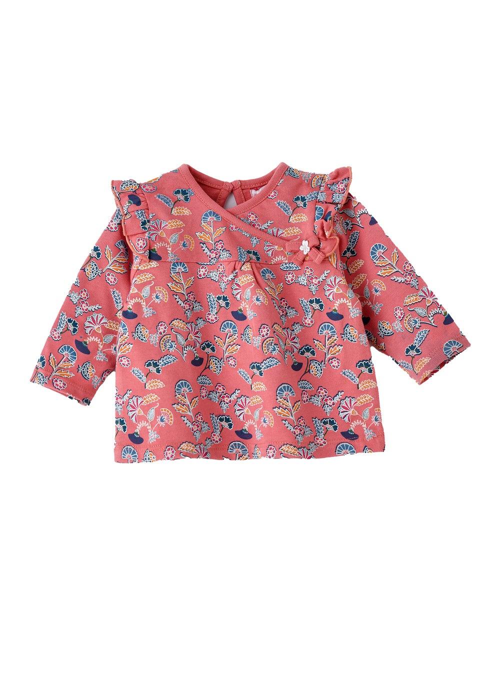 Baby Coral Floral Ruffle Cotton Top Rinbg10002 - Image 1