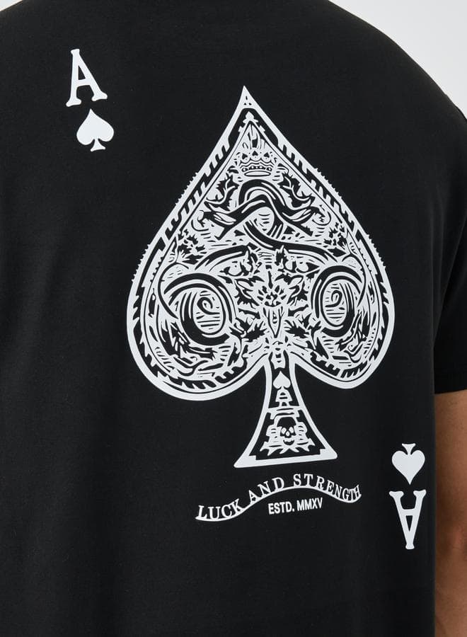 Men’s Black Graphic Print Round Neck T-Shirt - Image 1