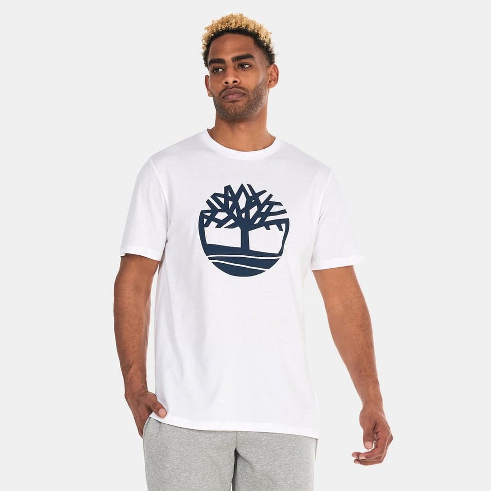 Timberland Men’s Tree Logo Cotton T-Shirt White - Image 1