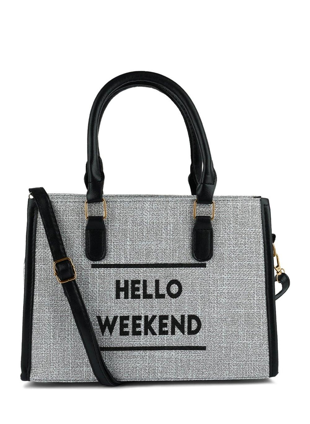Grey Microfiber Slogan Tote Bag Bg5481 - Image 1