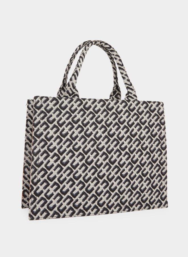 Styli Black Textured Shopper Bag - Image 1