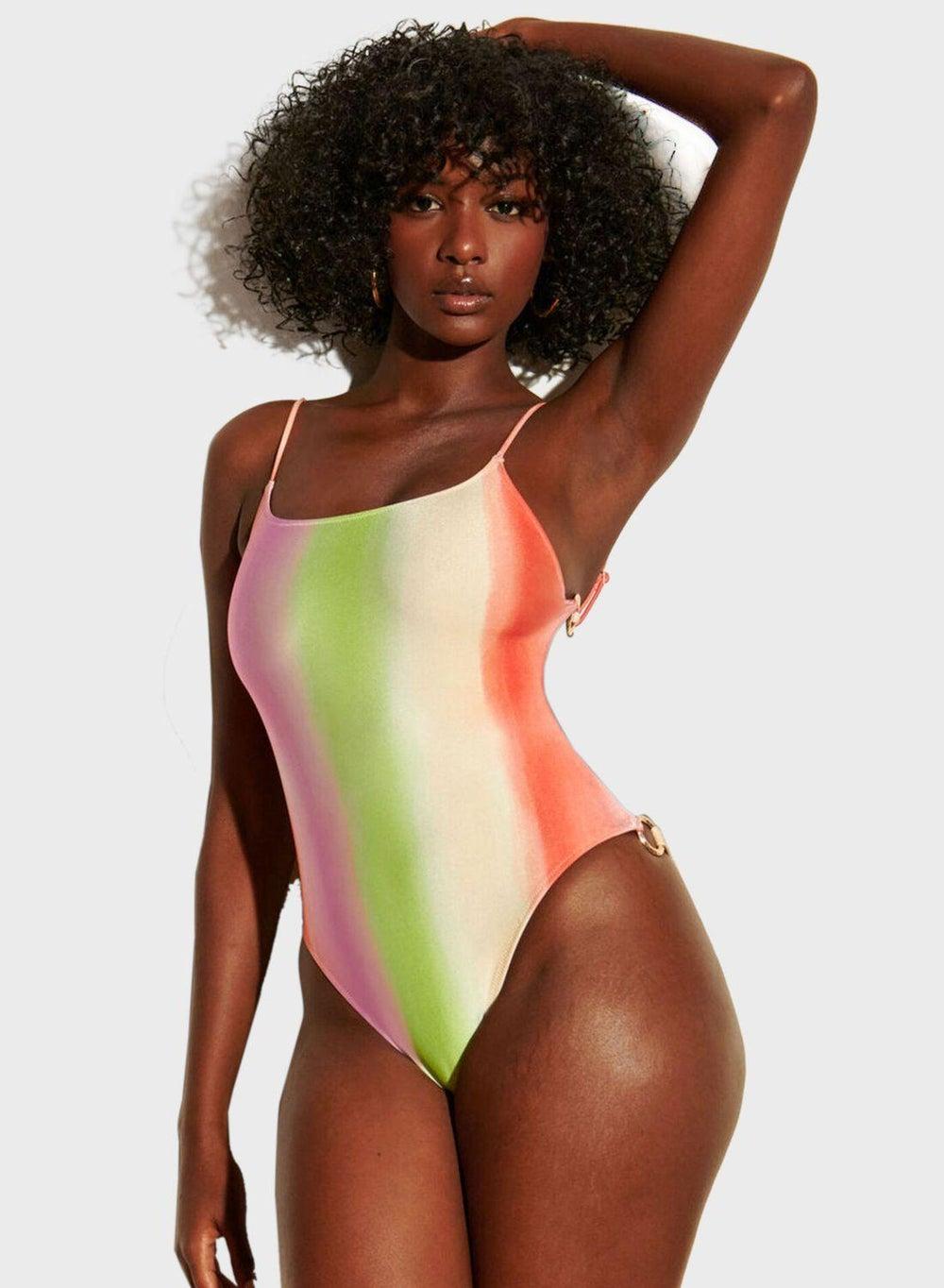Ombre High-Leg Beach Swimsuit with Square Neck - Image 1