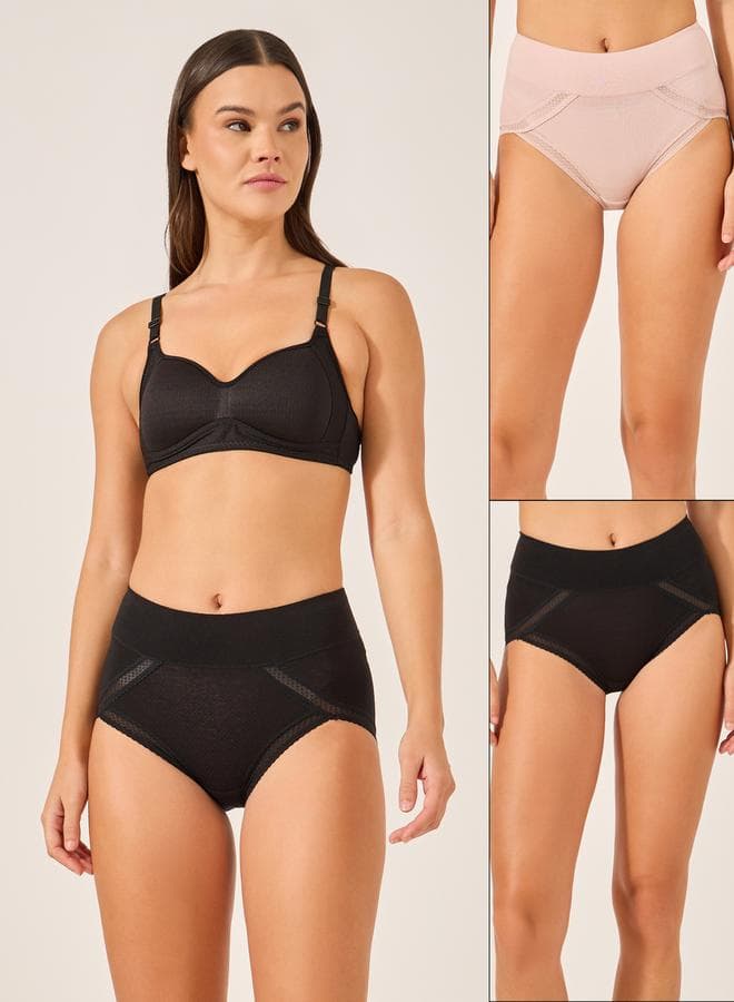 2-Pack Lace Insert High-Waist Full Briefs 7012723520 - Image 1