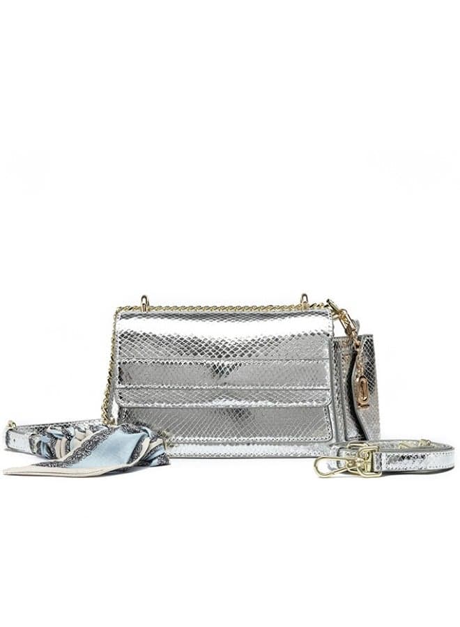 Stunning Strappy Silver Handbag BD 106 - Image 1