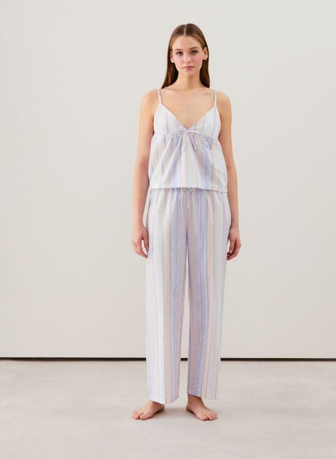 Multicolour Cotton Blend Striped Pyjama Trousers 655273520 - Image 1