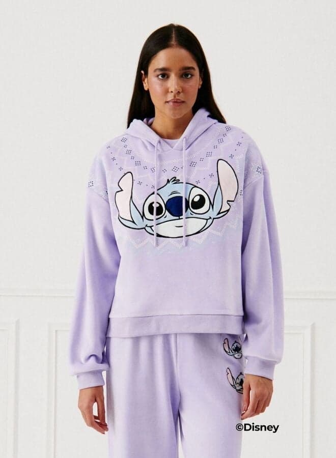 Stitch Velour Sweatshirt 655028332 in Pale Mauve - Image 1