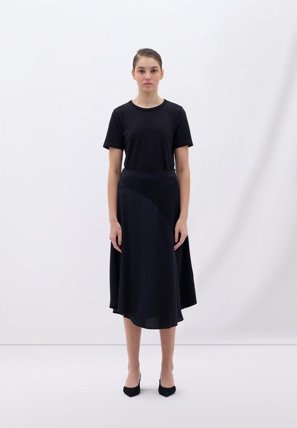 Asymmetric Black Wrap Midi Skirt 401 - Image 1