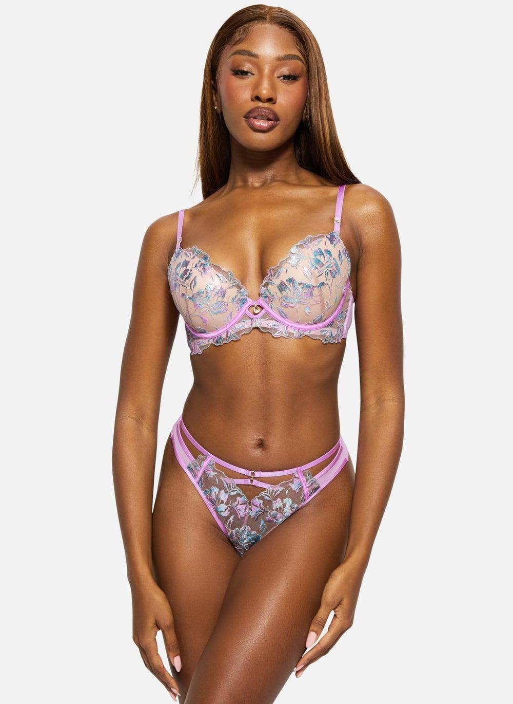 Ann Summers Euphoric Lilac Embroidered Thong - Image 1