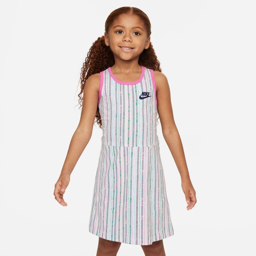 Happy Camper Printed Girls Stretch Cotton Dress - Image 1