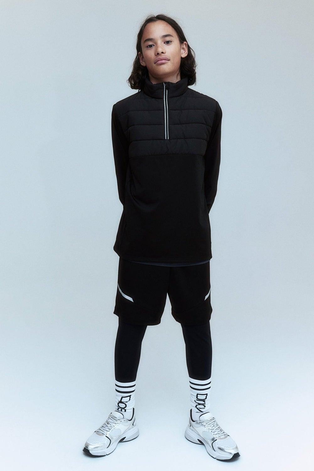Boys Black Padded Mid Layer Sports Top - Image 1
