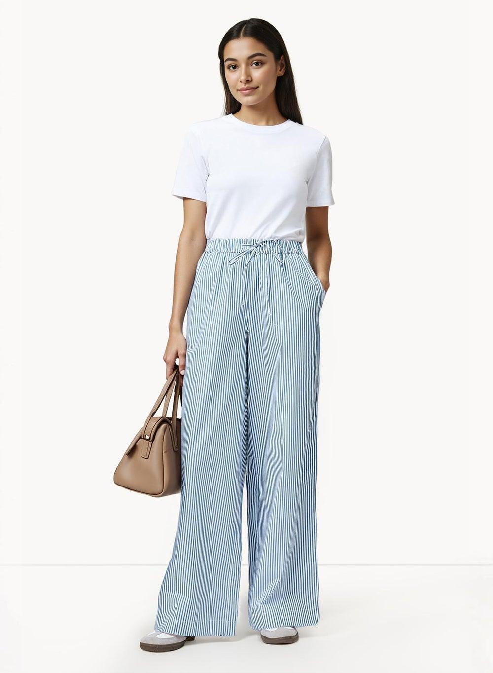 Cambria Cotton Striped High-Rise Trouser - Image 1