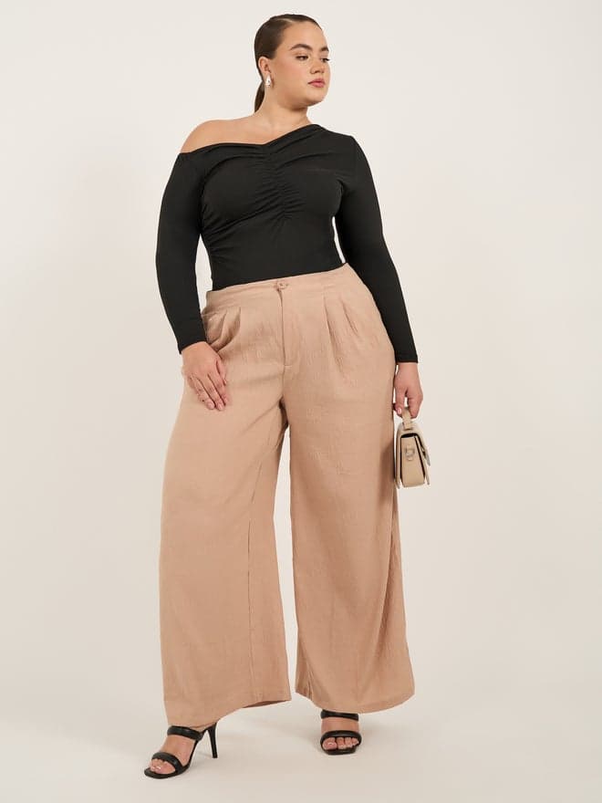 Plus Size High-Rise Pleated Wide Leg Pants - Image 1