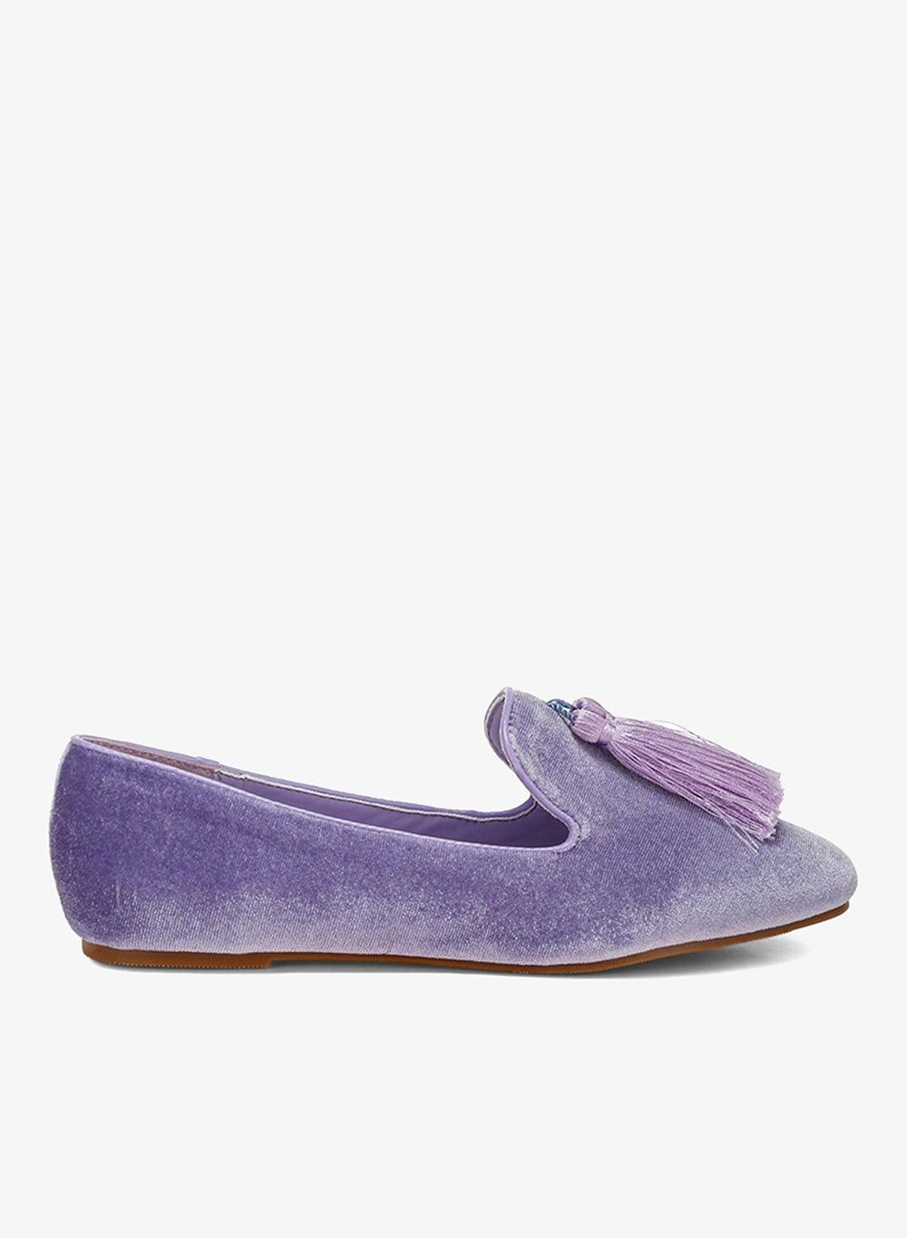 Lilac Velvet Tassel Loafers Sh5123 - Image 1