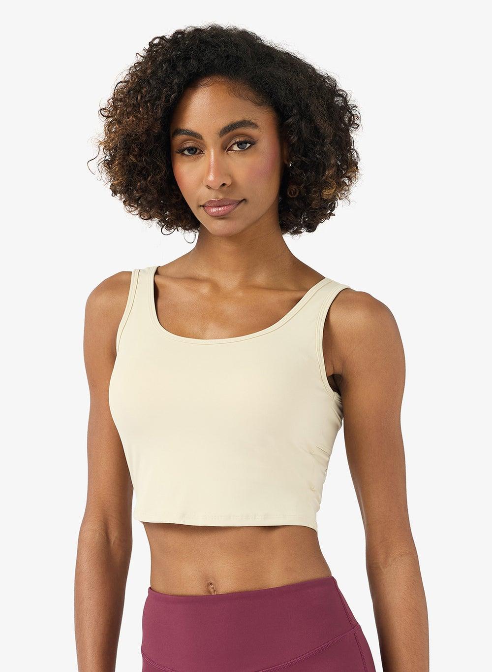 High Support Cream Sports Bra Fc005 Back Cutout - Image 1