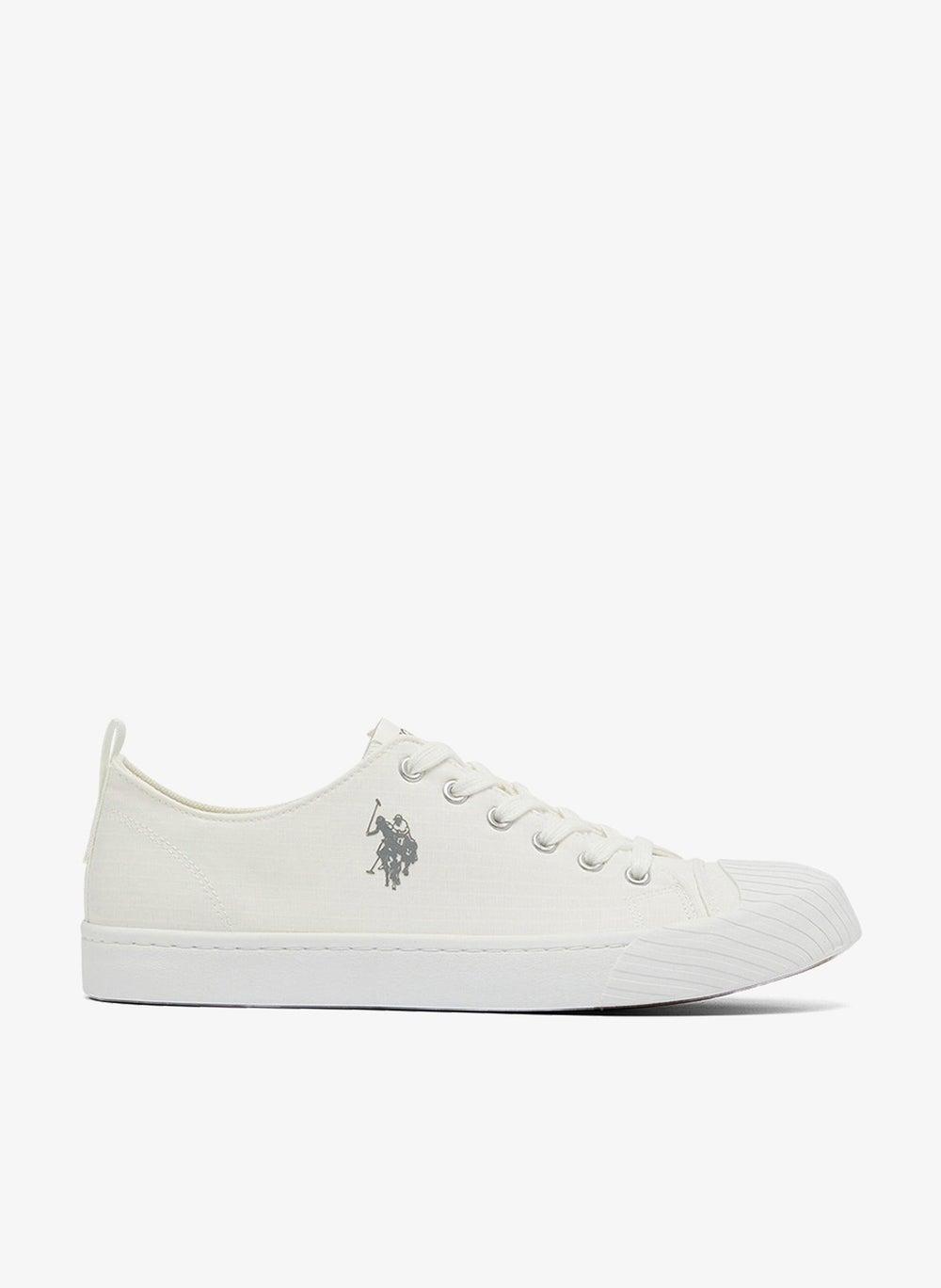 Men’s White Low-Top Canvas Sneakers 5M Harison Classic - Image 1