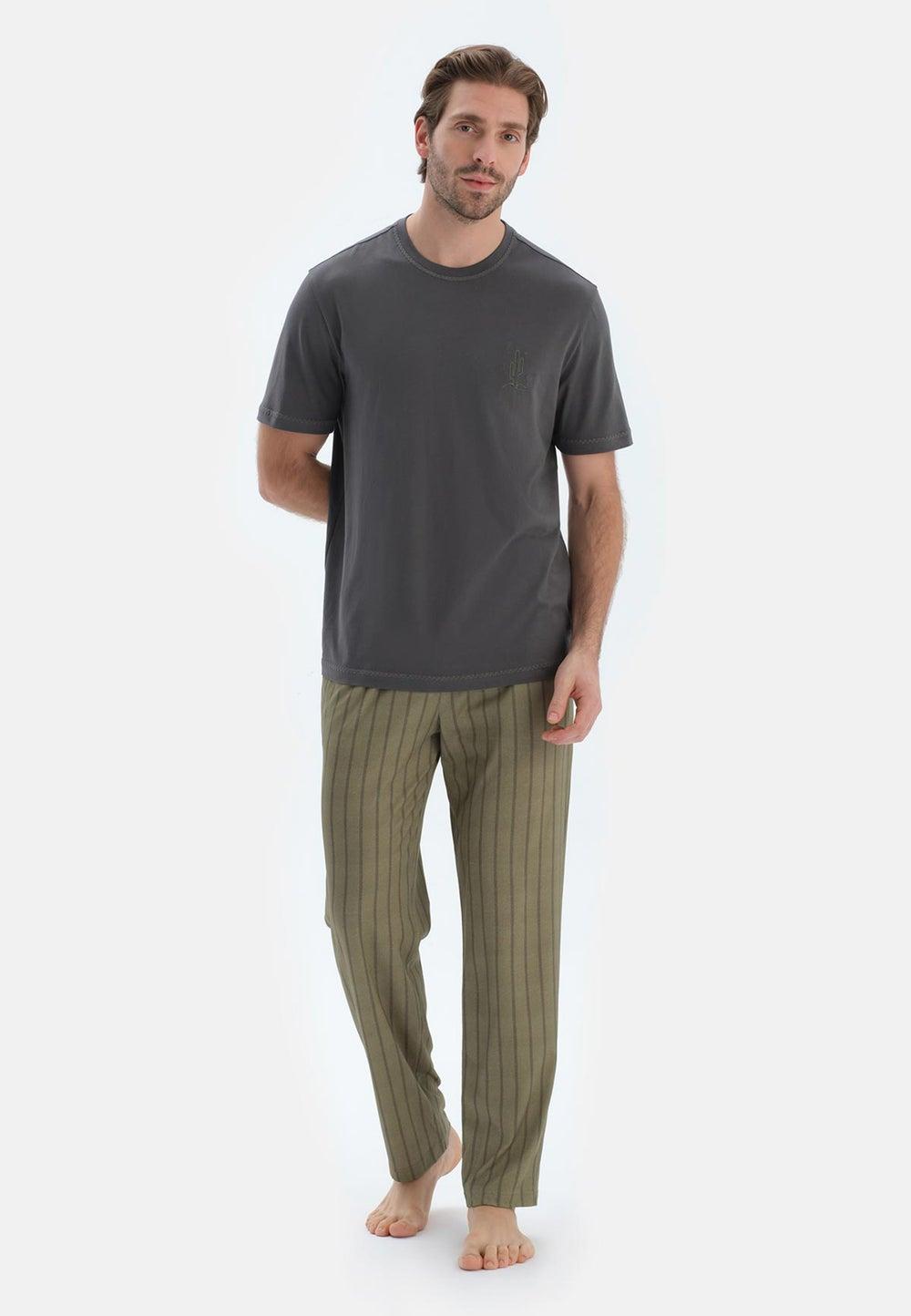 Men’s Floral Cotton Blend Pajama Set 25Sm18575Me 302 - Image 1