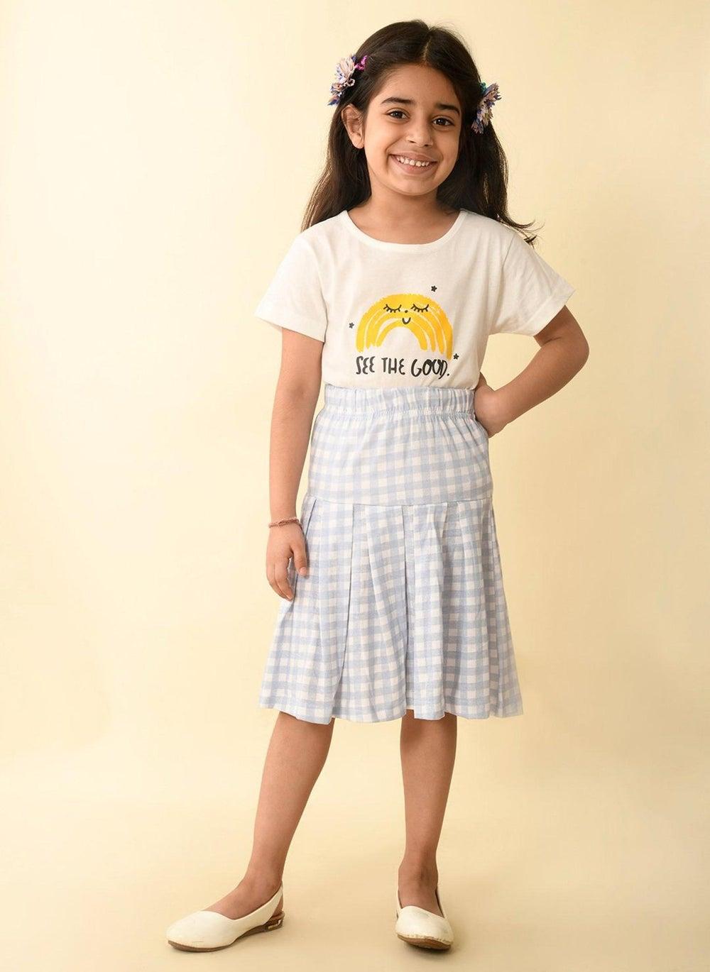 White Blue Girls Shorts & Top Set LPGCSS1982 - Image 1