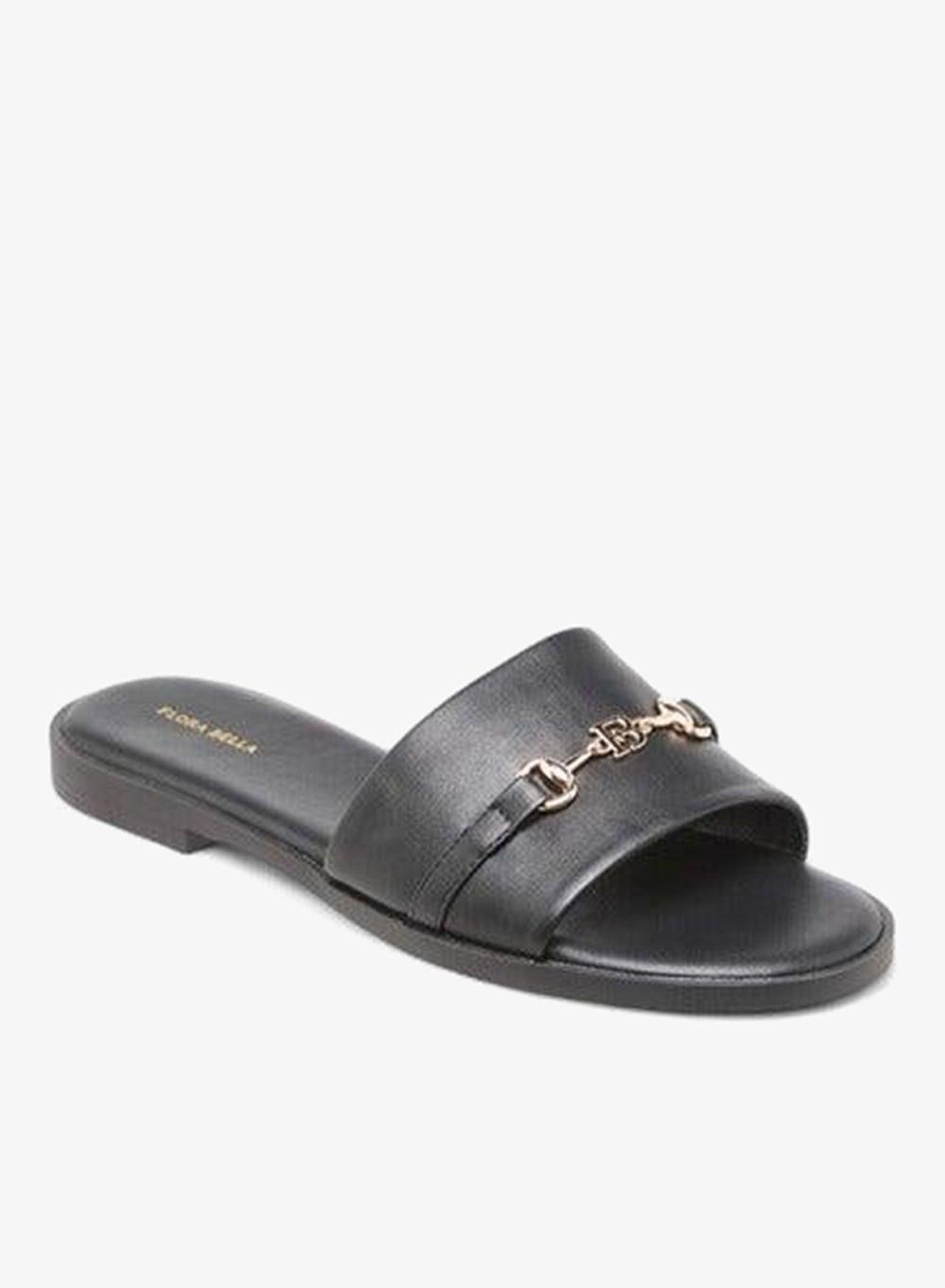 Black Metal Accent Slip-On Flat Sandals 6308037 - Image 1