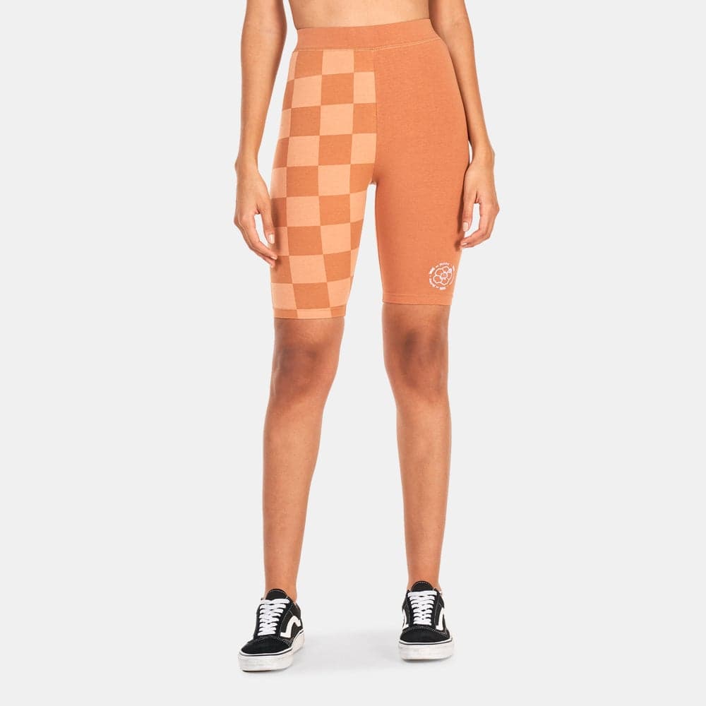 EM on Holiday Checkerboard Bike Shorts Brown - Image 1