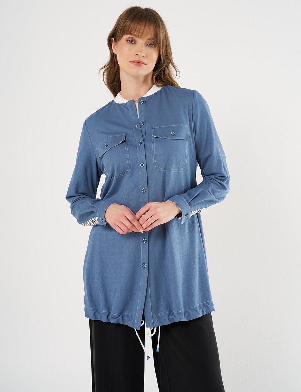 Indigo Point Stitch College Collar Tunic - Image 1
