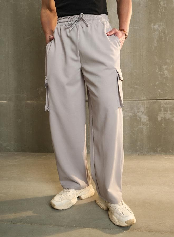 SASSAFRAS 7016420214 Grey Wide Leg Cargo Pants - Image 1