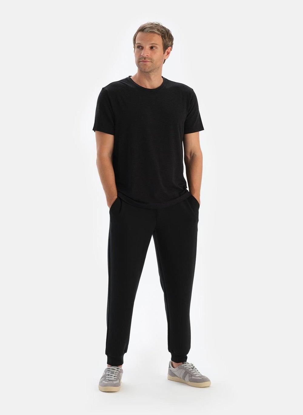 Scuba Mid-Rise Tapered Black Lounge Trousers 24Wm16258Me - Image 1