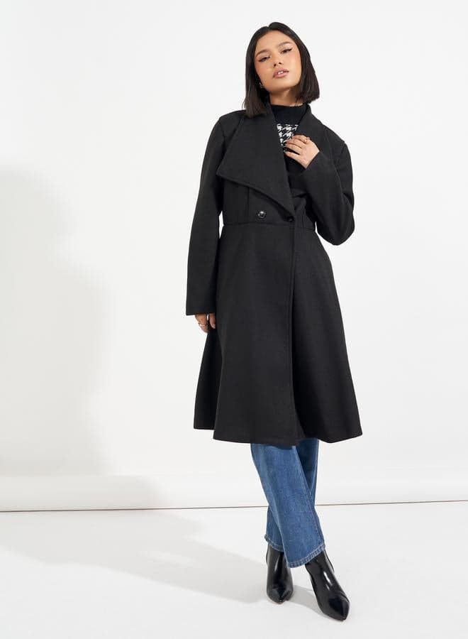 Regular Fit Longline Buttoned Wool-Like Coat 7009291601 - Image 1