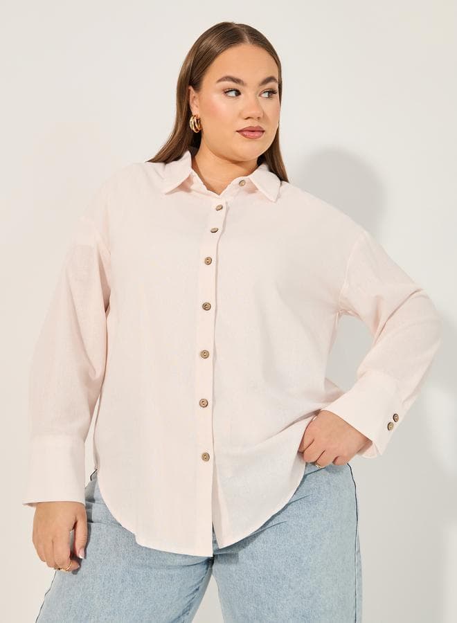 Styli 7011699636 White Oversized Longline Shirt - Image 1