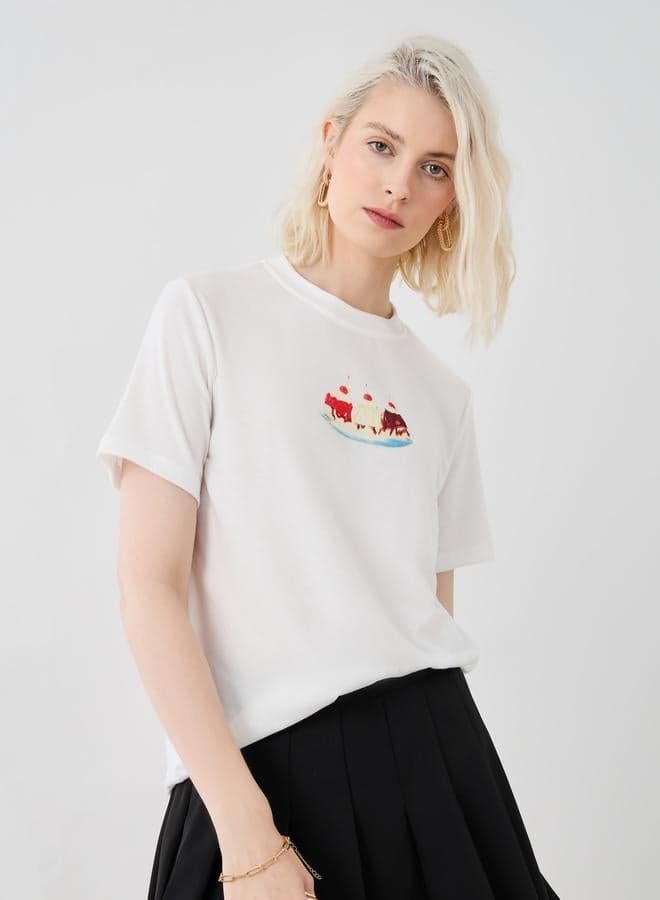 Take Two Graphic Print White Round Neck T-Shirt - Image 1