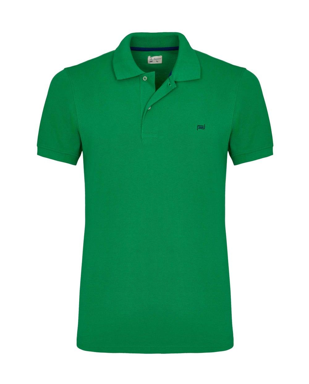 Men’s Green Cotton Polo Shirt – Classic Casual Fit - Image 1