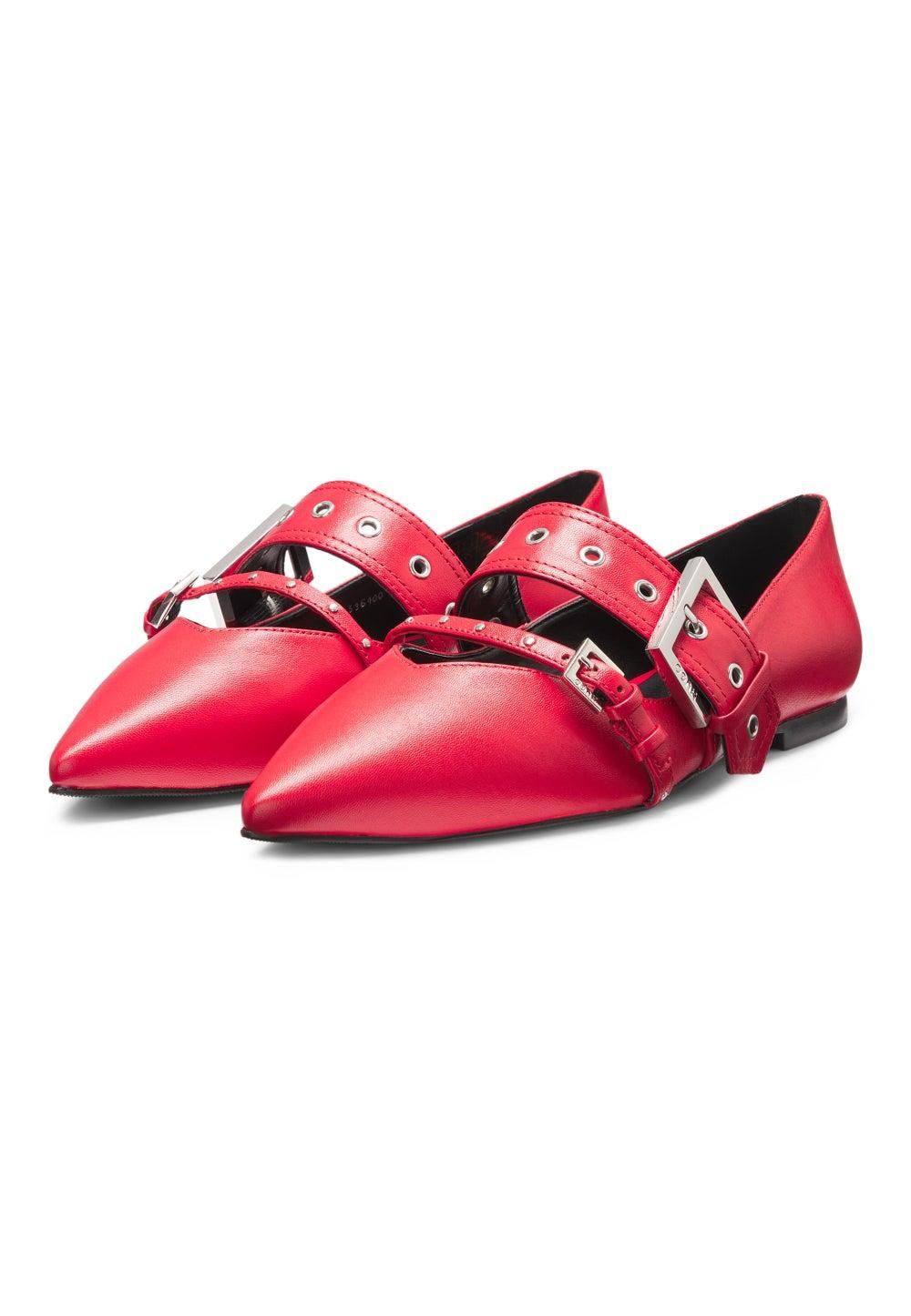 HUGO Nappa Leather Ballerina Pumps with Buckled Straps - Image 1