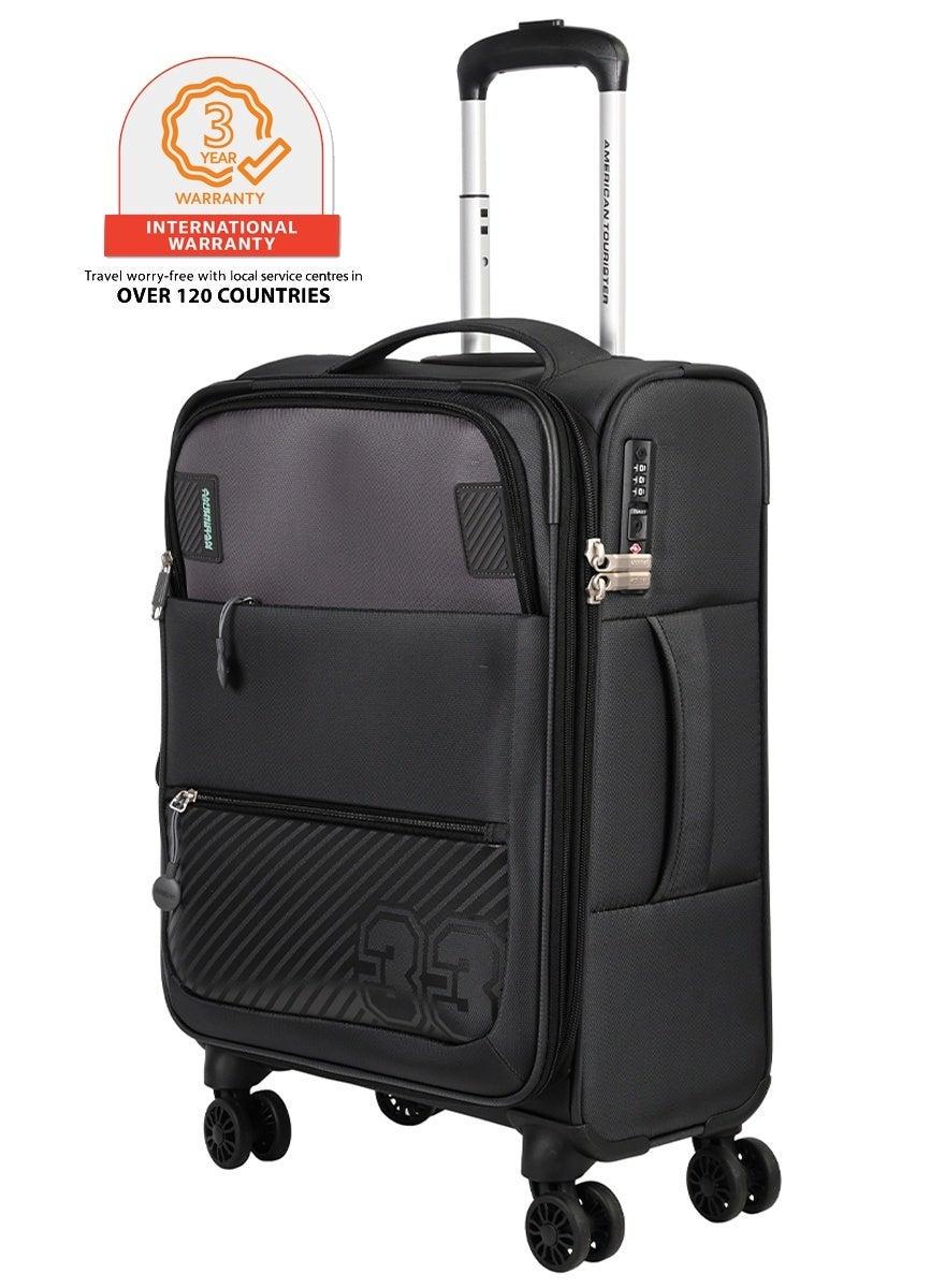 Majoris+ 59cm Cabin Suitcase Black Expandable Spinner - Image 1