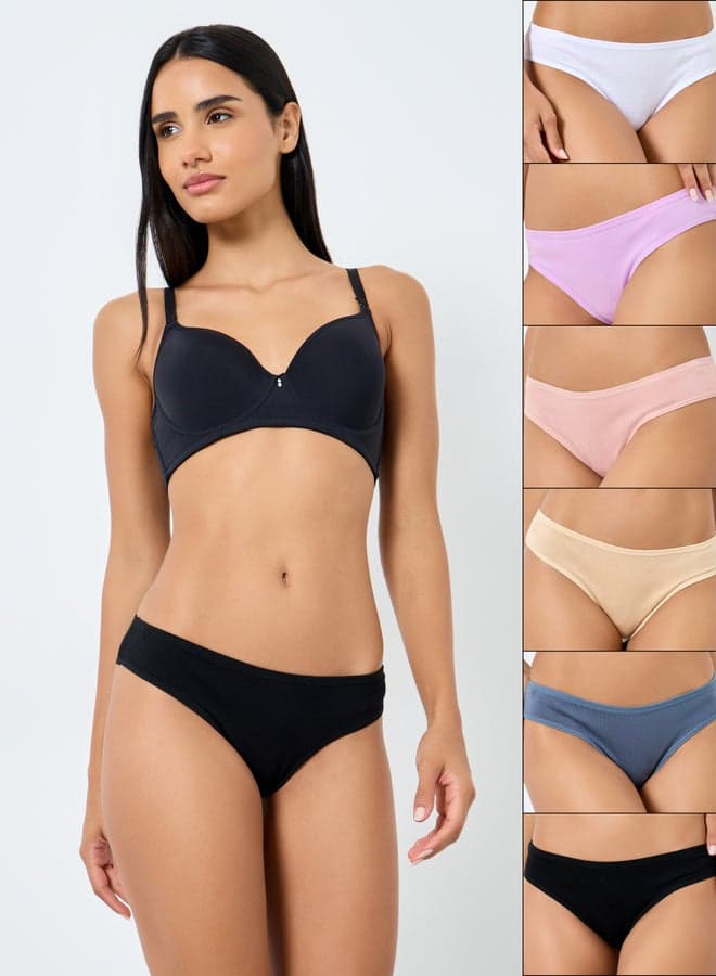 Styli Set of 6 Cotton Bikini Briefs Multi - Image 1