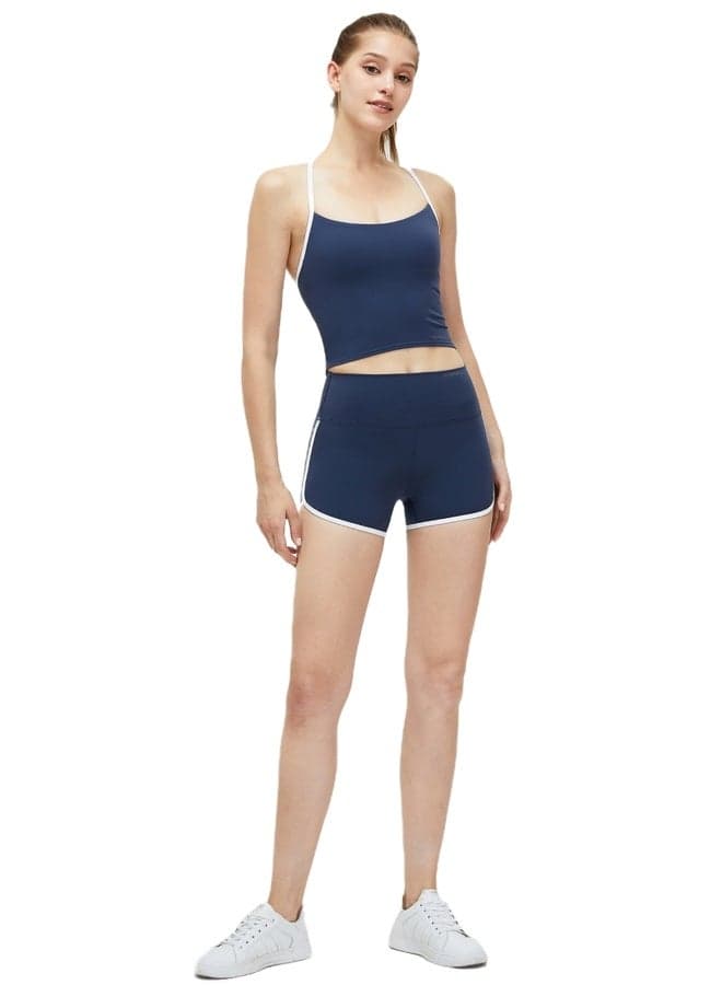 Midnight Blue Square Neck Athletic Strap Top 502013Tp - Image 1