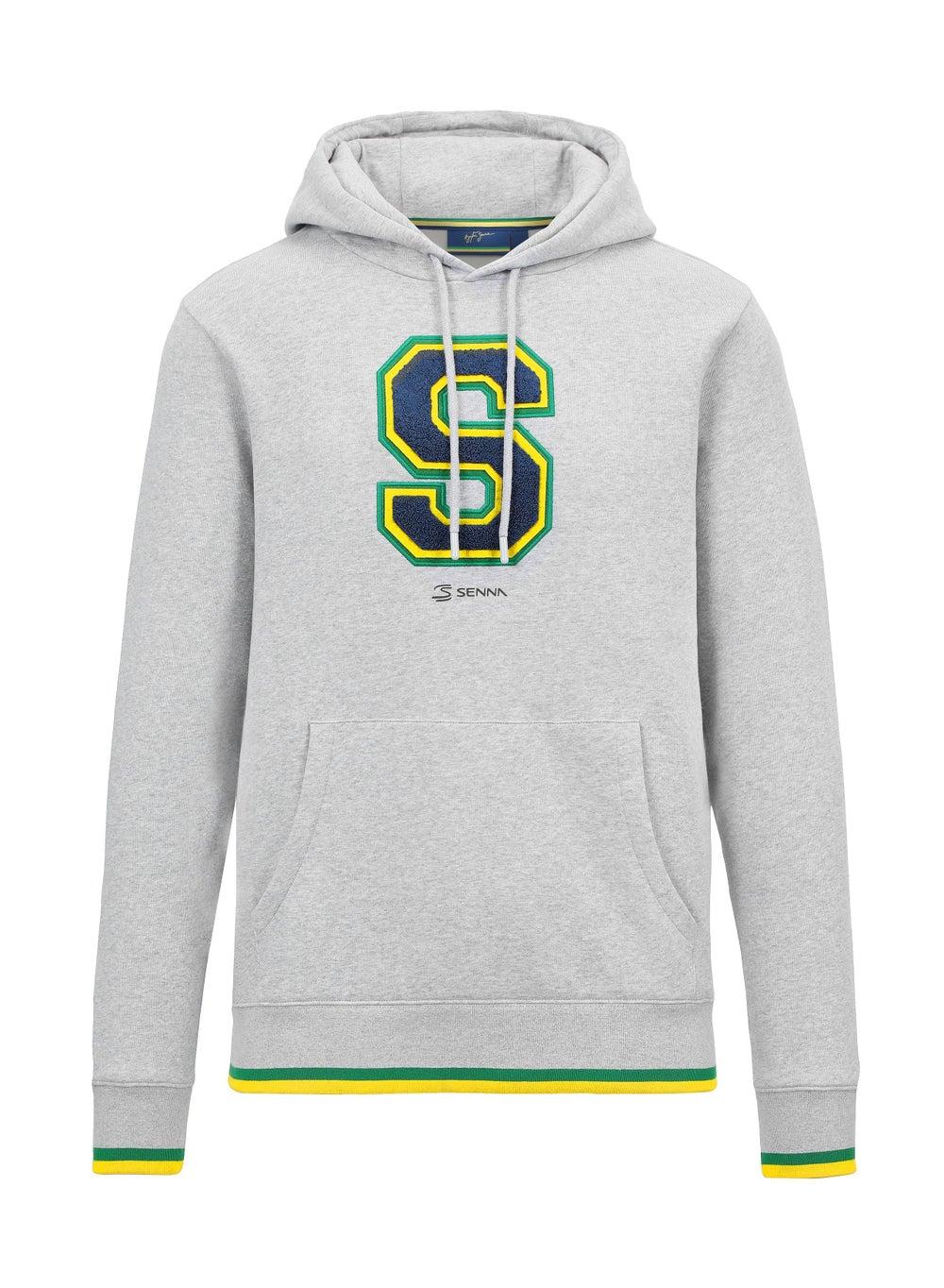 Ayrton Senna Collegiate Logo Hoodie Grey Heather - Image 1