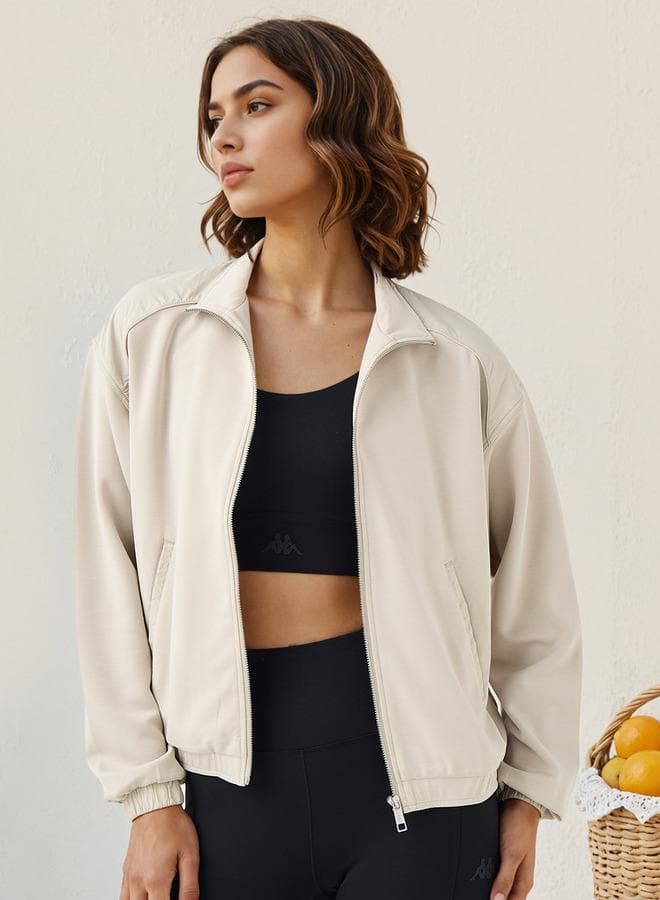 Kappa Regular Fit Zip Jacket in Beige - Image 1