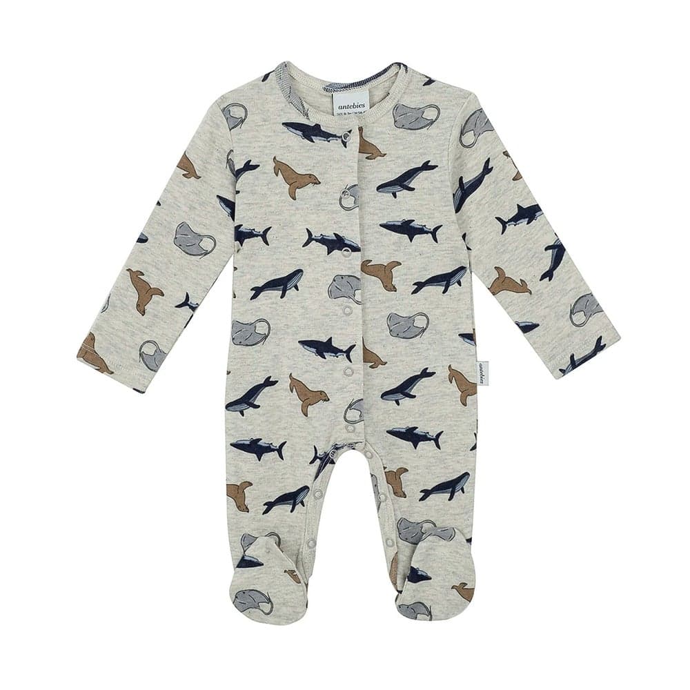 Fish & Fun Print Footed Onesie in Organic Cotton - Image 1