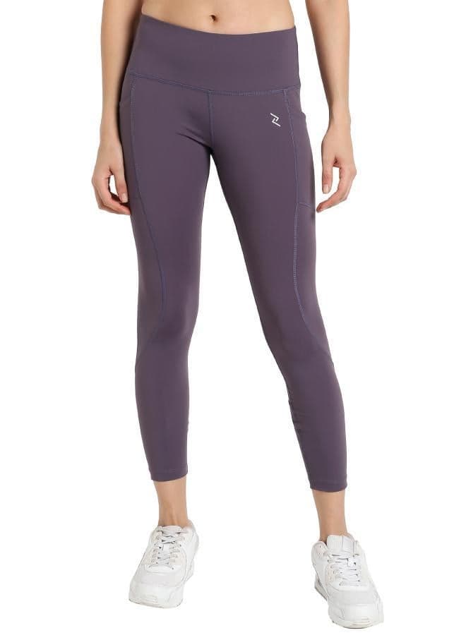 Lilac Pocketed 7/8 Compression Leggings for Women - Image 1