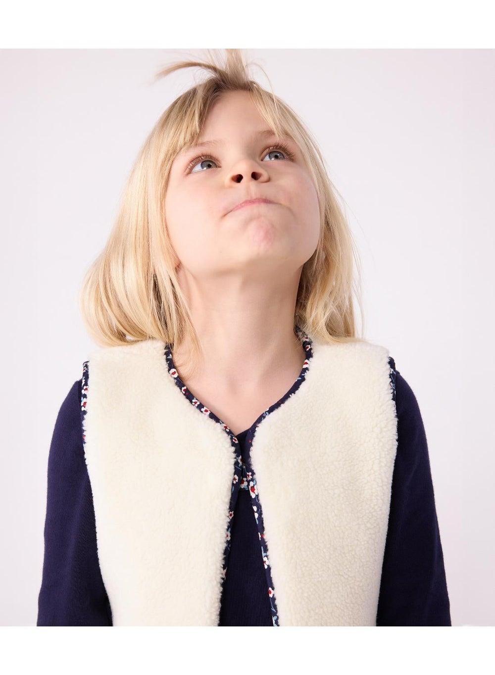 Girls Reversible Cotton Poplin Sherpa Cardigan Soir Multico - Image 1