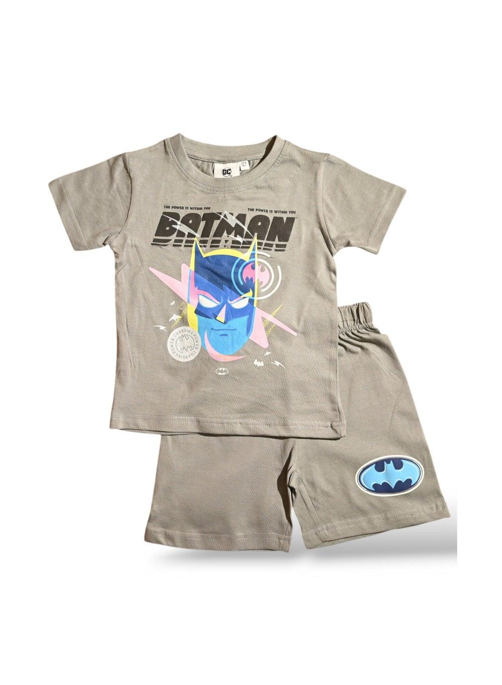 Batman Boys Grey Graphic T-Shirt & Shorts Set - Image 1