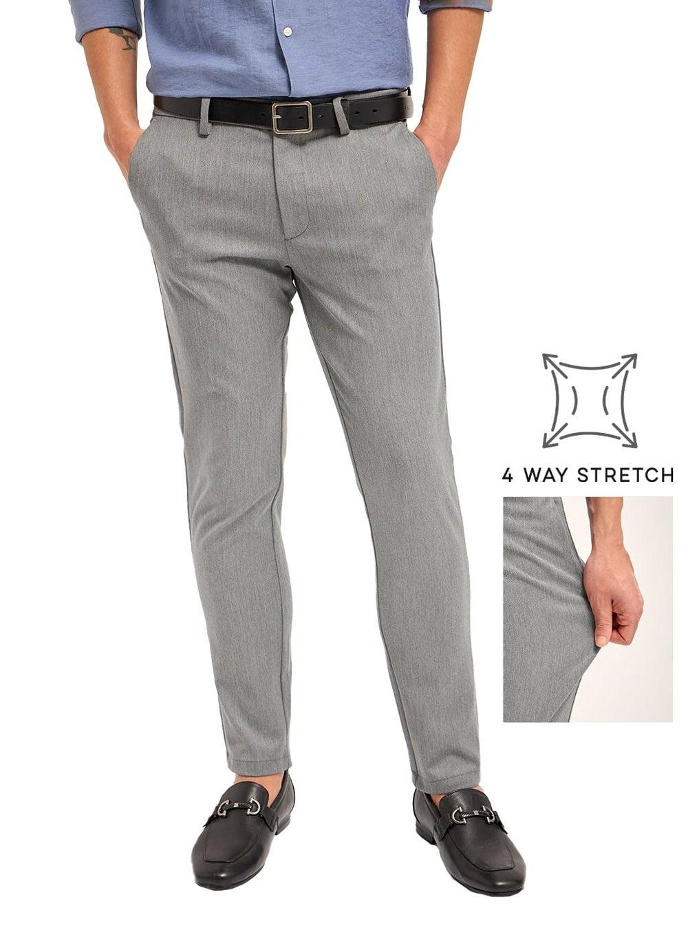 Men’s Grey Slim Fit Formal Trousers – The Bear House - Image 1