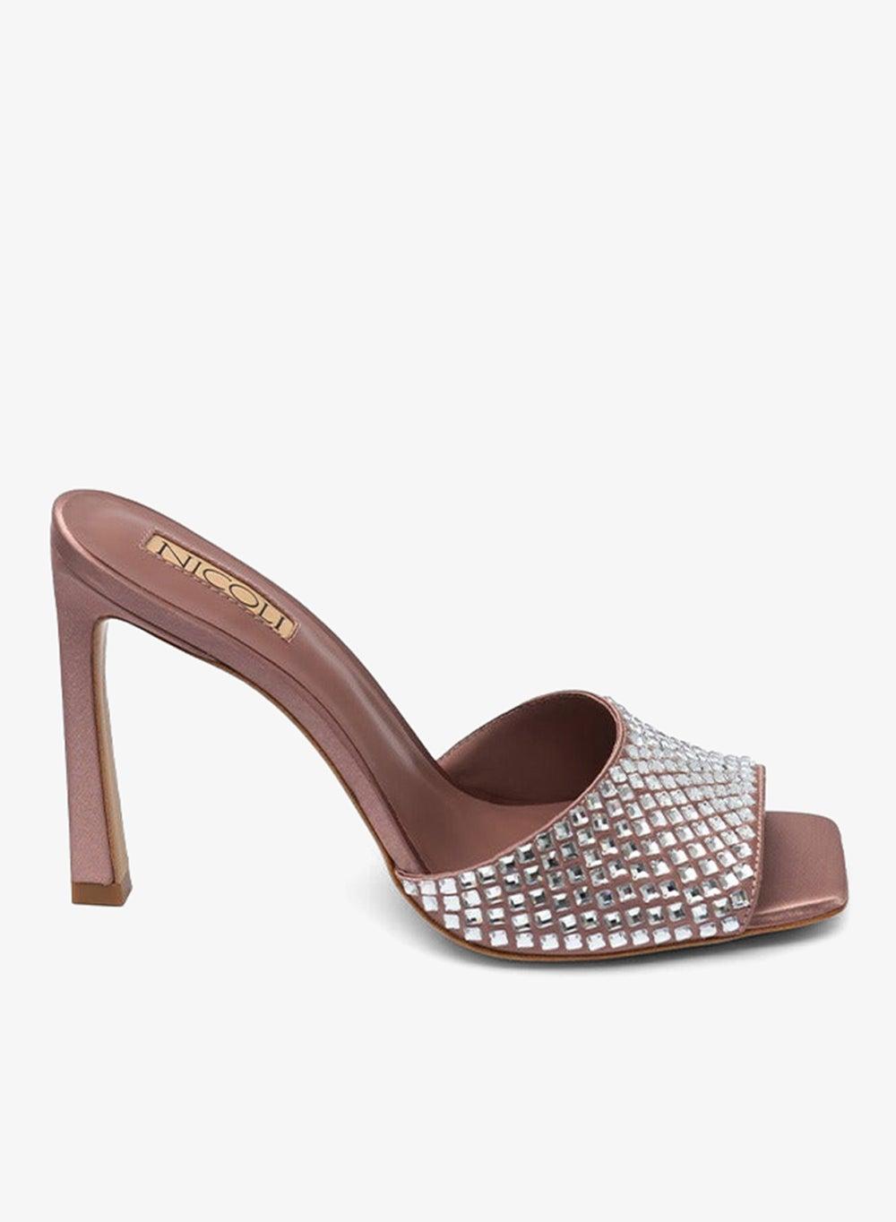Vincenza Peach Embellished High Heel Sandals - Image 1