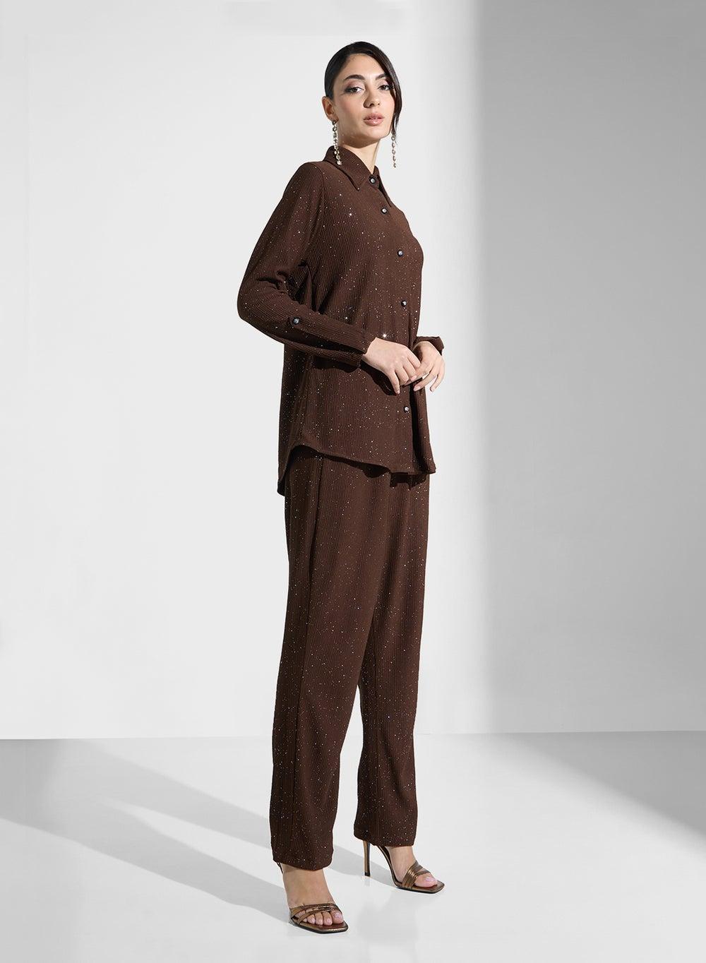 2 Piece Set Classic Polo Collar Ensemble - Image 1