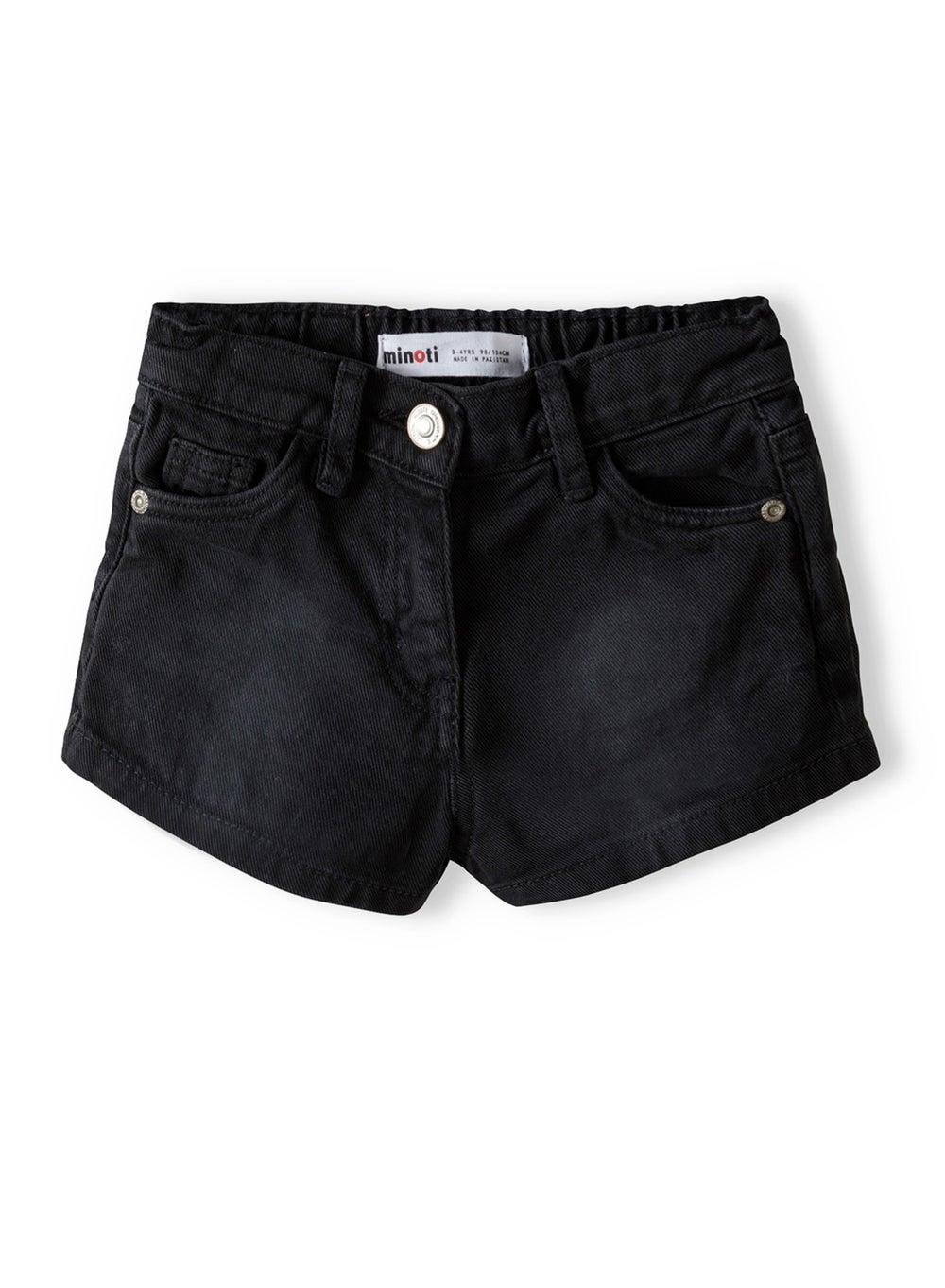 Girls Black Acid Wash Denim Shorts Classic Fit - Image 1