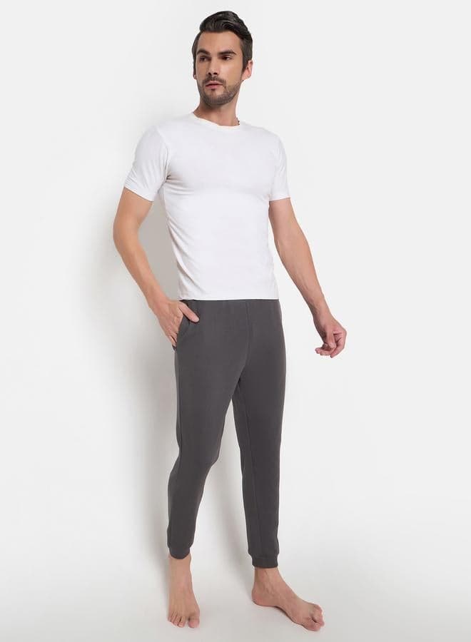Men’s Grey Cotton Joggers with Elastic Waistband - Image 1