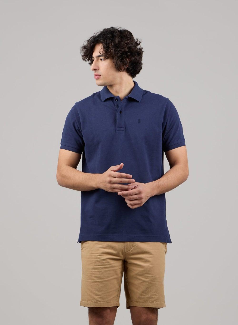 Dark Navy Pique Polo Shirt Regular Fit - Image 1