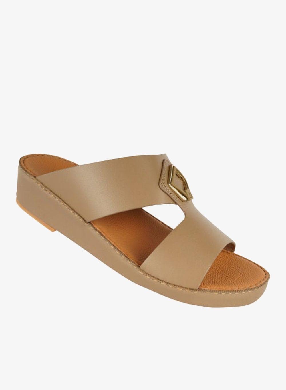 Barjeel Uno B 02 Beige Leather Arabic Sandals - Image 1