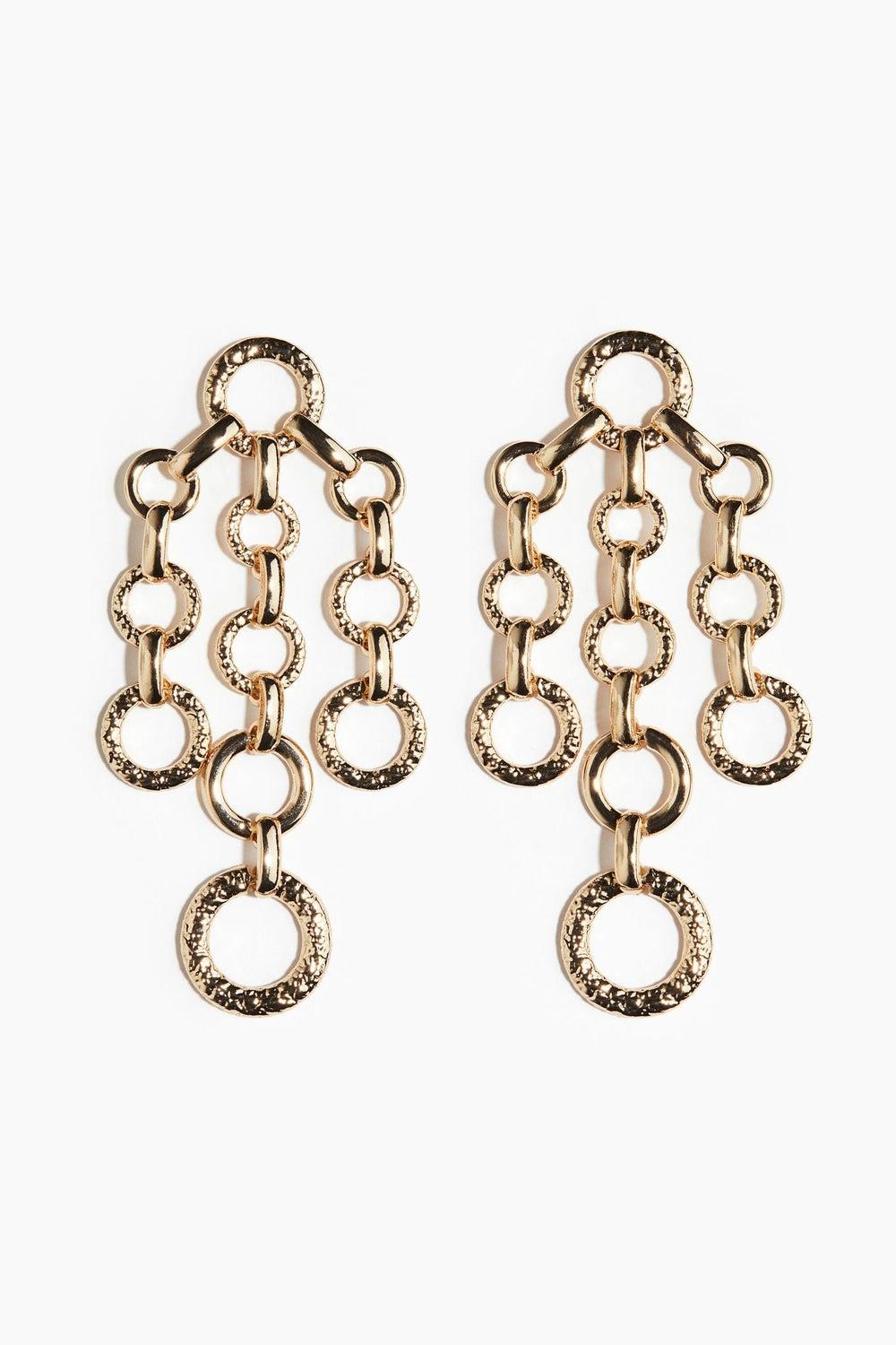 Hammered Interlink Dangle Earrings 9cm - Image 1